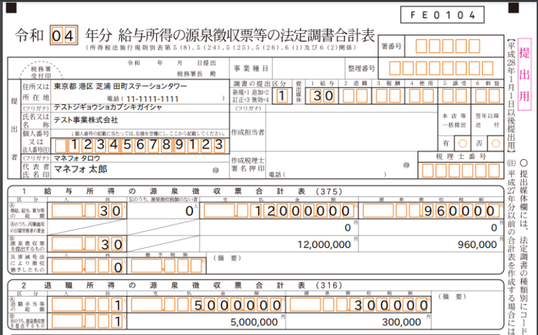 法定調書合計表の内容を編集しました。電子申告はできますか？ マネーフォワード クラウド年末調整サポート